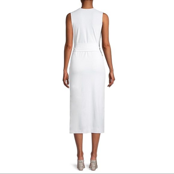 Vince Belted Pima Cotton Midi Dress, White, Size S New with Tag Retail $225.00 - Picture 2 of 8
